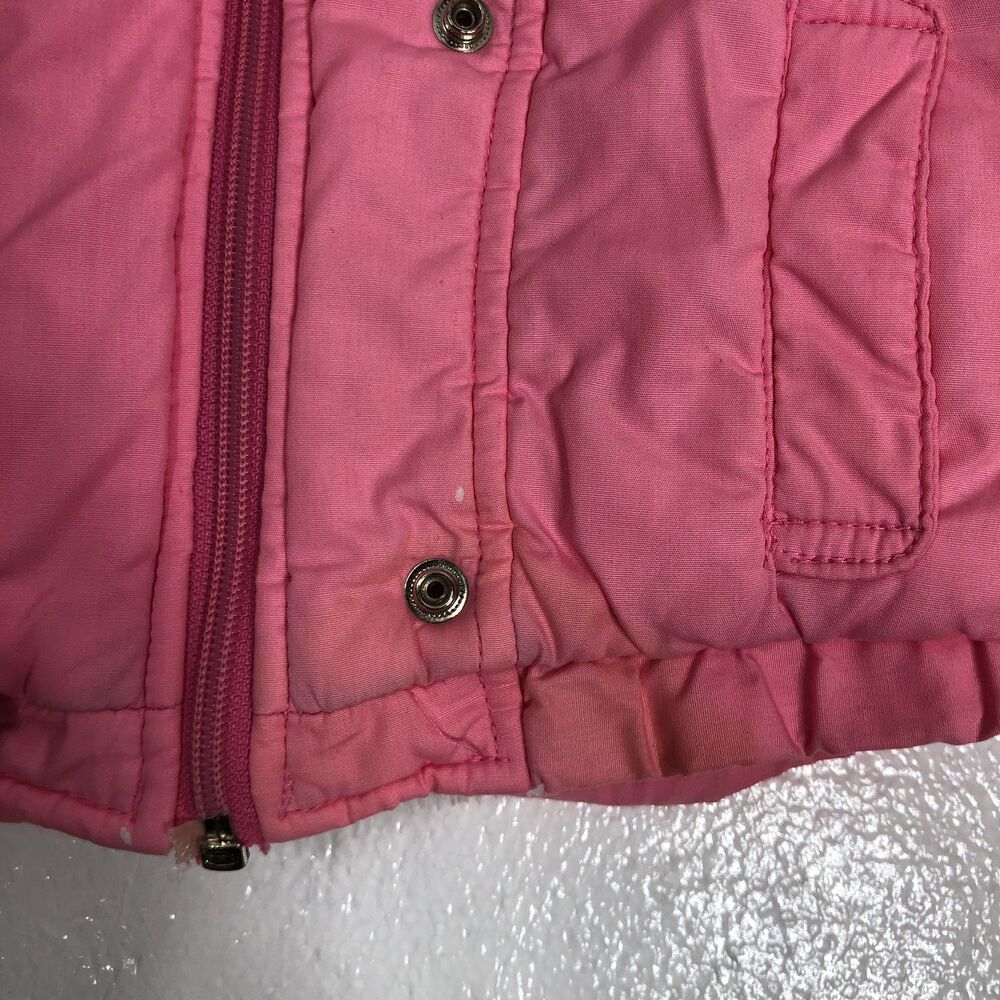 London Fog Vintage 1990's Baby Girl Puffer Coat Pink Zipper Hood Size 24 Months - Picture 10 of 10